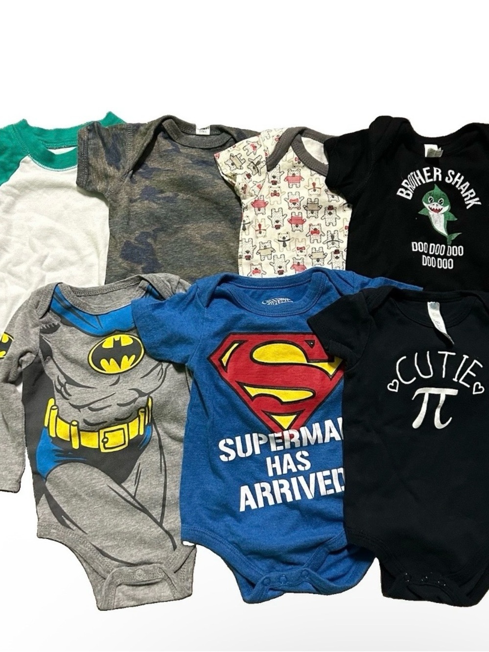 Baby Short Sleeve Bodysuits Superman Batman Size 3-6 Months